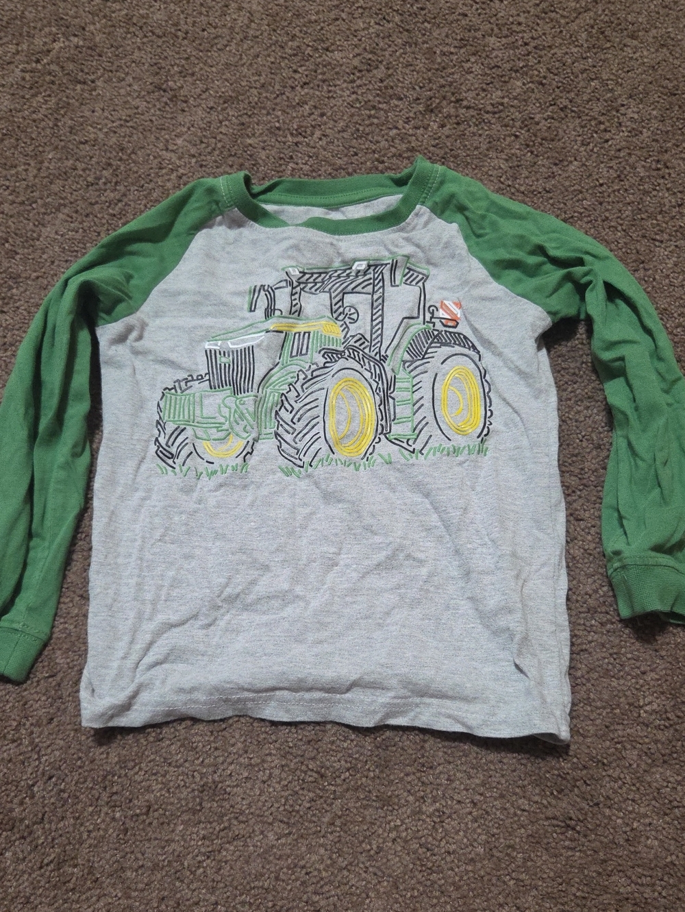 Kids Green Raglan Long-Sleeve Tractor Tee